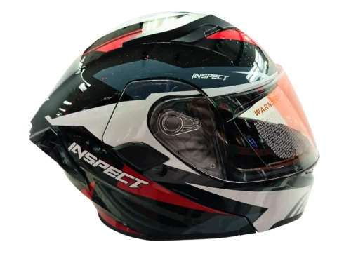 Casco Integral INSPECT Certificado DOT - Diseño "Star" (Estrella) Negro/Rojo - Doble Visor