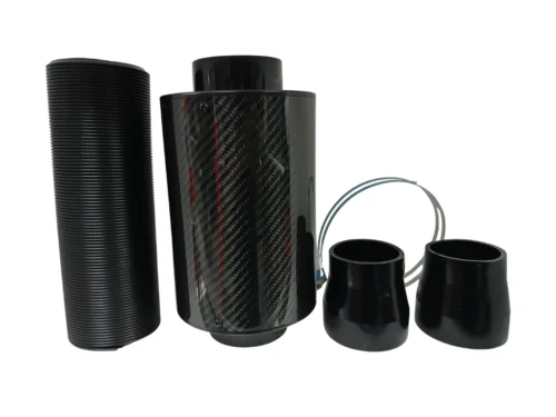 Kit de Admisión de Aire Frío Universal (Cold Air Intake) - Carcasa Tipo Fibra de Carbono con Tubería Flexible